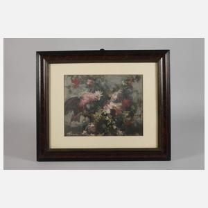 Prof. Otto Porsche, Blumenstillleben mit Kakadu