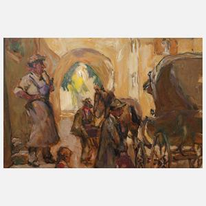 Rudolf Poeschmann, "Vor dem Gasthaus zum Storchen"