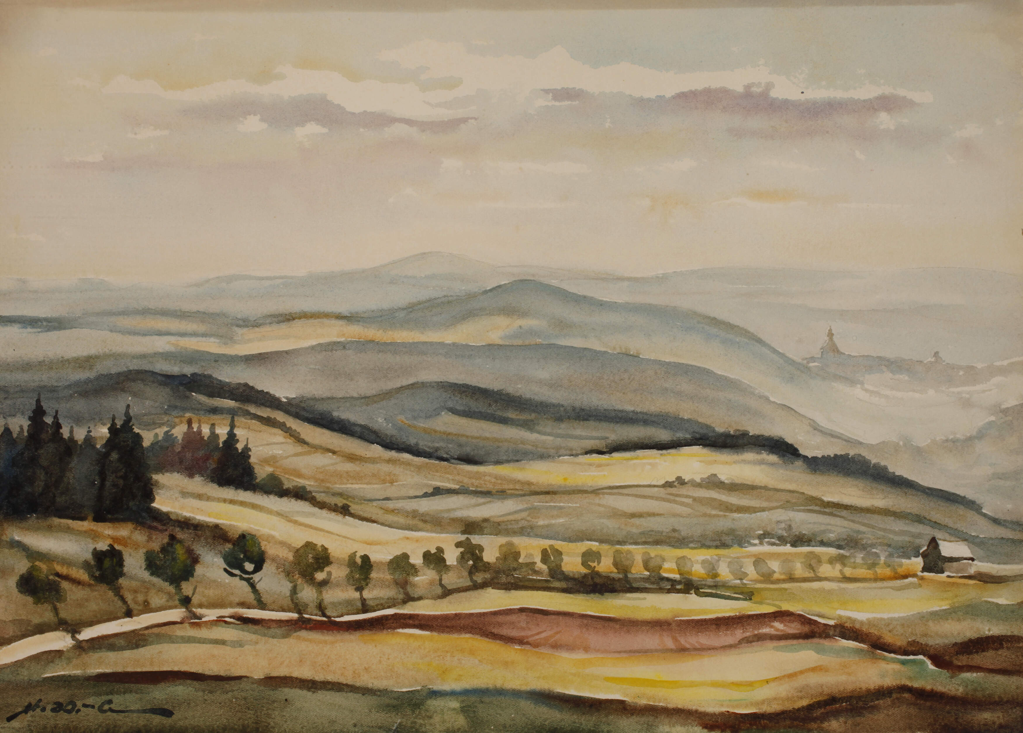 Hans Weiß, "Blick von Lößnitz nach Schneeberg"