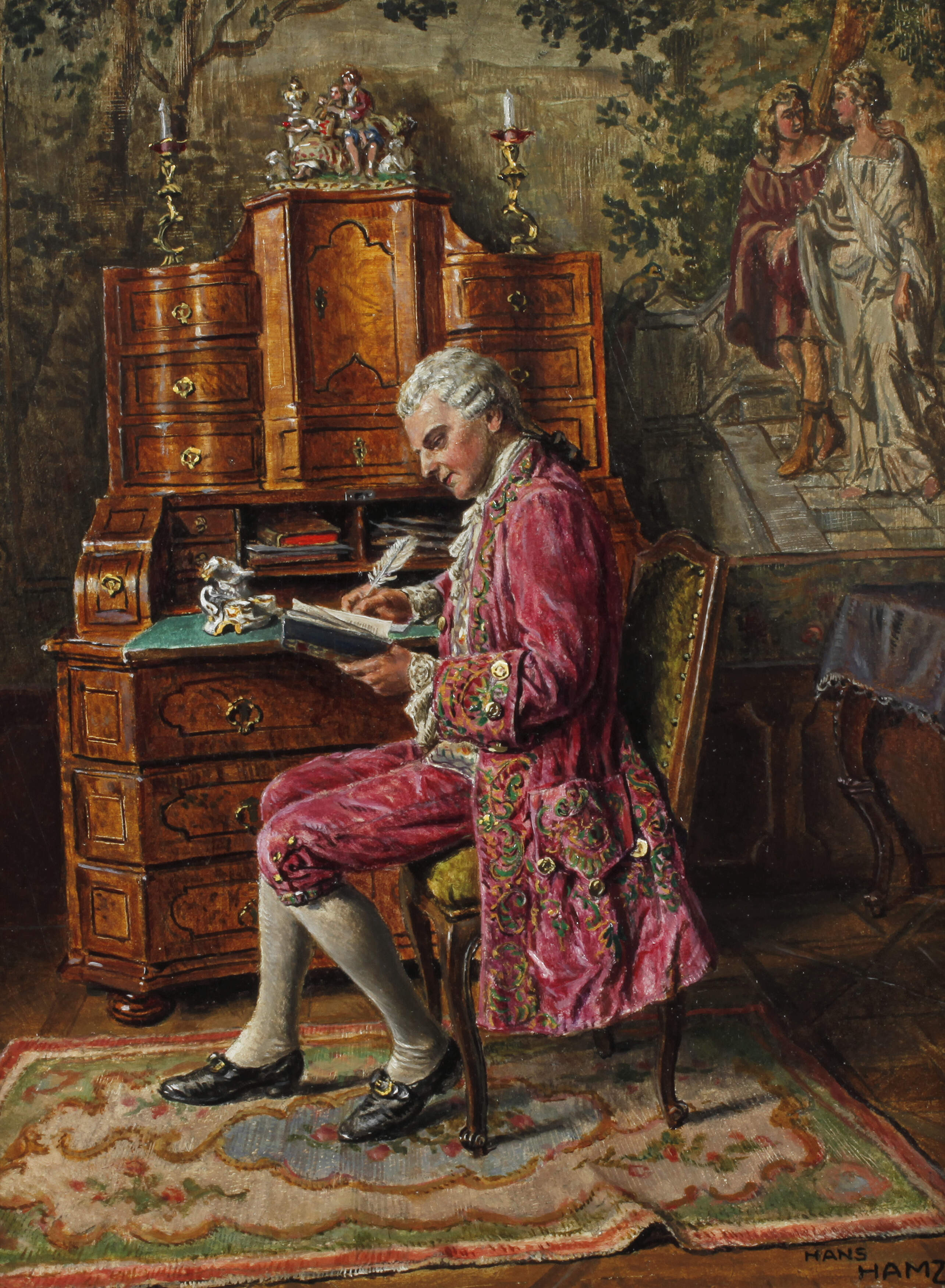 Hans Hamza, Eleganter Herr am Schreibsekretär