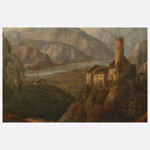 X. L. Hartig, Burg in alpiner Landschaft