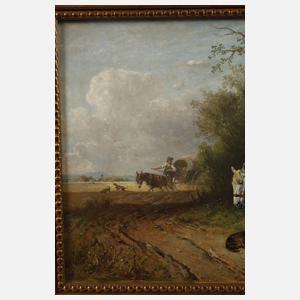 Prof. Ludwig Hartmann, "Drei Pferde vor der Schmiede"