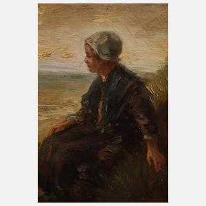 Jozef Israels, Sinnendes Mädchen am Meer