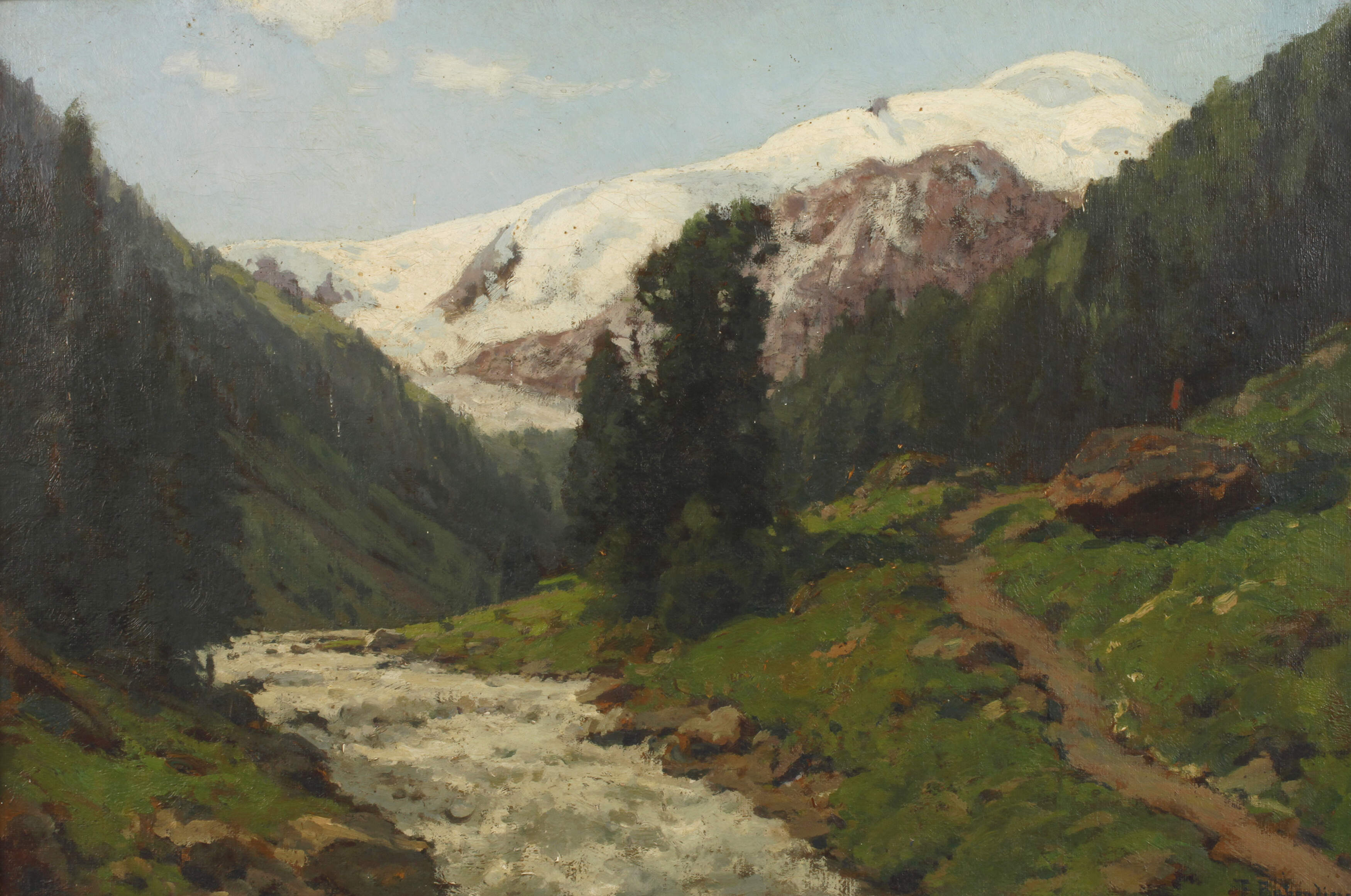 Prof. Fritz Rabending, Fluss im Gebirge