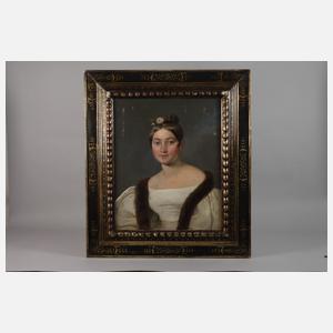 Albert Theer, attr., Biedermeier-Dame mit Pelzkrawatte