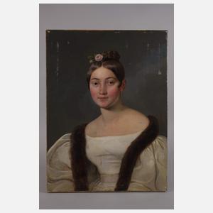 Albert Theer, attr., Biedermeier-Dame mit Pelzkrawatte