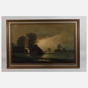 Döring, Norddeutsche Abendlandschaft bei Hochwasser