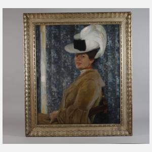 Prof. Fritz Erler, Elegante Dame mit Federhut