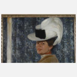 Prof. Fritz Erler, Elegante Dame mit Federhut