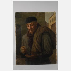 L. Lepiazke, Alter Mann beim Geldzählen