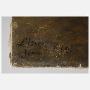 L. Lepiazke, Alter Mann beim Geldzählen