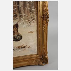 Willy Lorenz, Wildschweinrotte im Winterwald