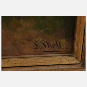 Ludwig Skell, Ricke mit Kitzen am Waldesrand