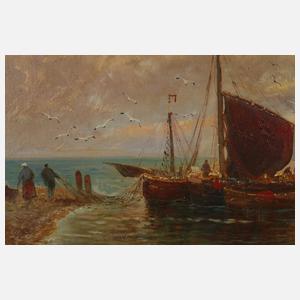 Franz Waldegg, Fischerboote am Strand
