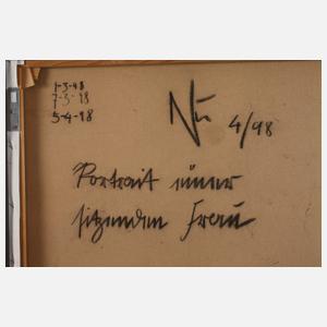 "Portrait einer sitzenden Frau"