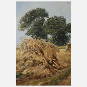 Erntelandschaft mit Strohgarben