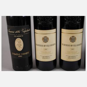 Sechs Flaschen Rotwein