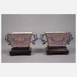 Paar Henkelschalen Emaille