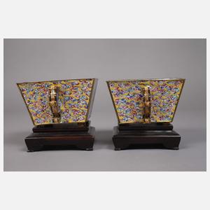 Paar Henkelschalen Emaille