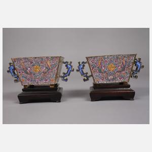 Paar Henkelschalen Emaille