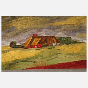 Wandteppich Landschaft mit Reetdachhaus