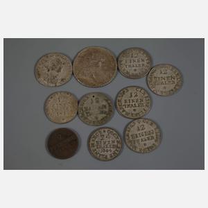 Zehn Münzen Sachsen/Polen