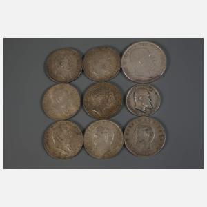 Konvolut Silbermünzen Kaiserreich