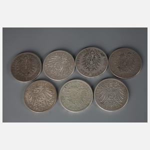 Konvolut Silbermünzen Kaiserreich