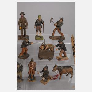 Konvolut bewegliche Aufstellfiguren Erzgebirge