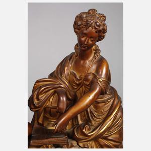 Große Figurenpendule, def. geliefert (1Fuß + 1 Blatt lose beigegeben)