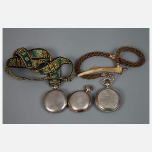 Drei Taschenuhren Silber