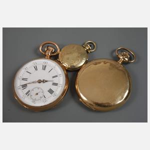 Drei Taschenuhren Gold