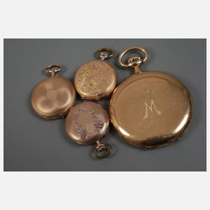 Vier Taschenuhren Gold