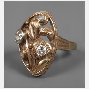 Floraler Damenring mit Diamanten