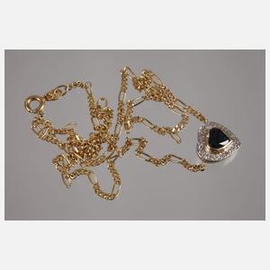 Collier mit Saphir und Diamanten