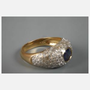 Damenring mit Saphir und Brillanten