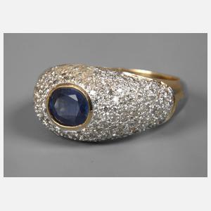 Damenring mit Saphir und Brillanten