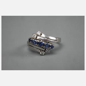 Damenring mit Saphiren und Brillanten