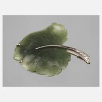 Blattbrosche mit Jade und Diamanten111