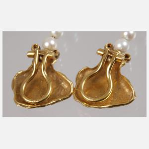 Paar Ohrringe mit Perlen und Diamanten