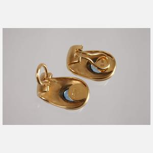 Paar Ohrclips mit Blautopasen