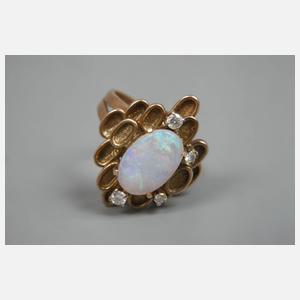 Damenring mit Opal und Diamanten