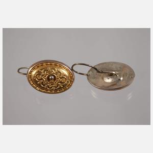 Paar Ohrringe und Brosche Biedermeier