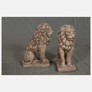 Paar Gartenfiguren sitzende Löwen