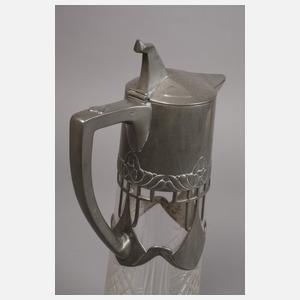 Karaffe mit Zinnmontur Jugendstil