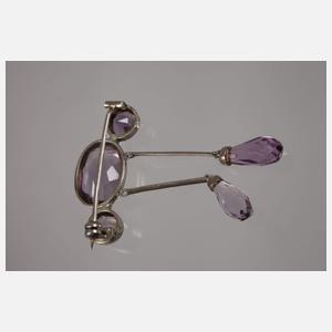 Brosche mit Amethysten