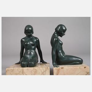 Paar figürliche Buchstützen