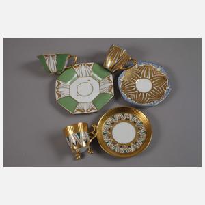 Fraureuth Konvolut Mokkatassen Art déco