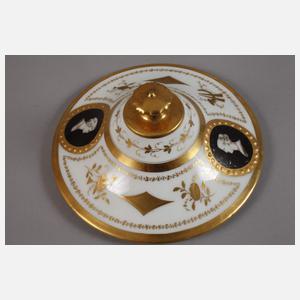 Kleine Deckelterrine und Teller Goldmalerei