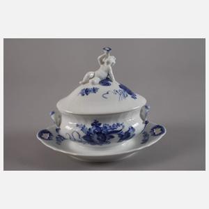 Kopenhagen Deckelterrine "Blaue Blume geschweift"